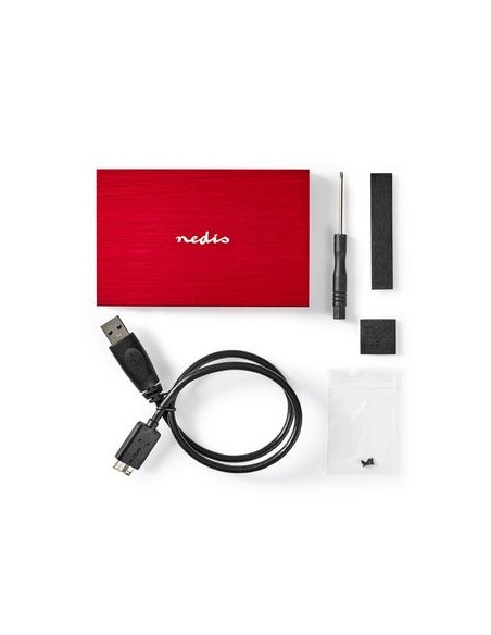 Caja para disco duro 2,5 pulgadas roja a USB 3.1 Nedis