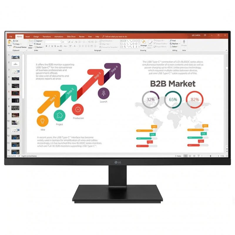 MONITOR 24 IPS LG 24BK550Y-I FHD VGA DVI MM HDMI DP USB 5MS 75HZ NEGRO