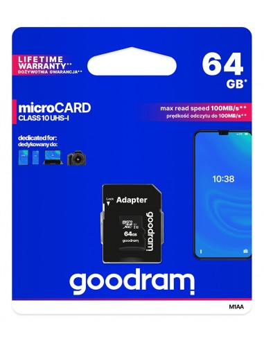 Micro SD 64GB CL 10 UHS I + adaptador GOODRAM