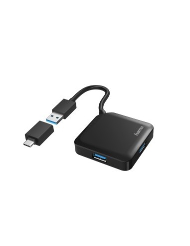 HAMA PC USB Hub, 4 Puertos, 5 Gbps,+ USB-C