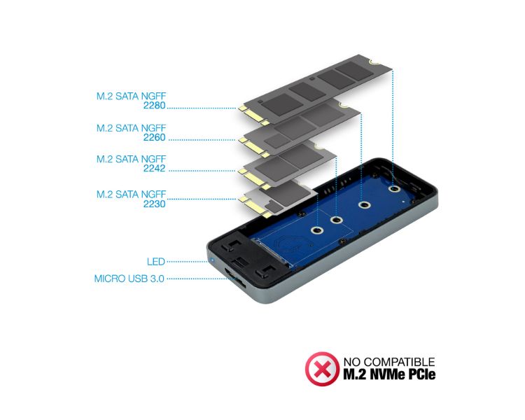 CAJA EXTERNA USB SSD M.2 NGFF USB GRIS TOOQ