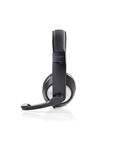 Nedis Auriculares Diadema cable para PC con Micrfono piel- acolchado 2 conectores jack de 3,5 mm+ Adaptador 1 Jack
