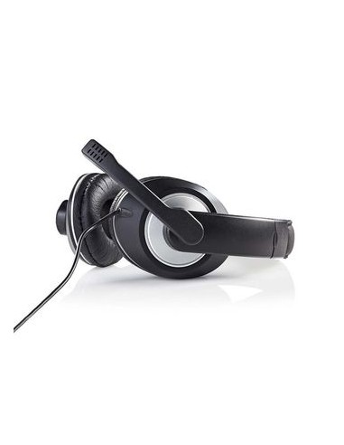 Nedis Auriculares Diadema cable para PC con Micrfono piel- acolchado 2 conectores jack de 3,5 mm+ Adaptador 1 Jack