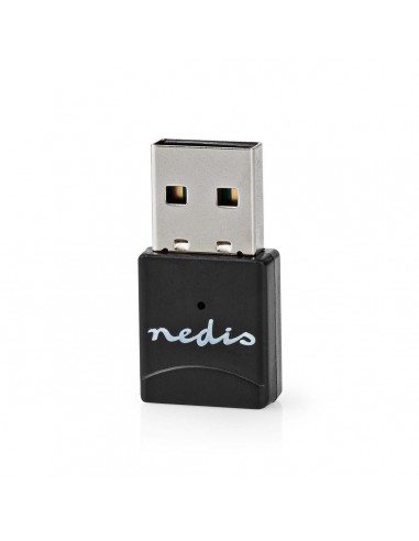 Nedis Adapatador de Red Inalmbrico Red Dongle Wi-Fi|AC600|2.4/5 GHz (Dual Band) |USB2.0|Velocidad de WIFI: 600 Mbps/ Negro