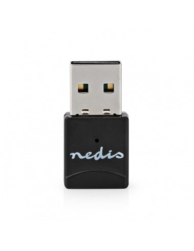 Nedis Adapatador de Red Inalmbrico Red Dongle Wi-Fi|AC600|2.4/5 GHz (Dual Band) |USB2.0|Velocidad de WIFI: 600 Mbps/ Negro