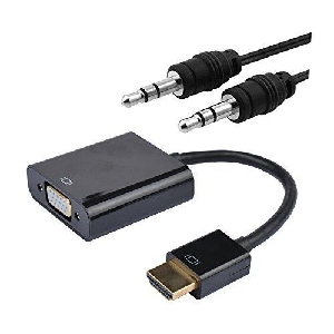 Convertidor HDMI a VGA+ Audio Jack 3.5 10cm. Nano Cable